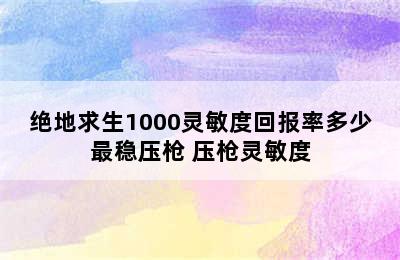 绝地求生1000灵敏度回报率多少最稳压枪 压枪灵敏度